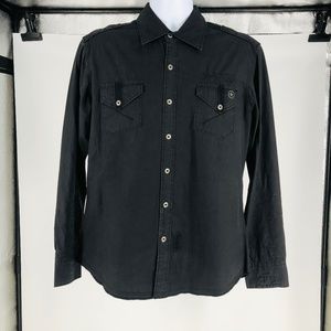 7 Diamonds Men's Long Sleeve Button-Up Casual Shirt Size: M Color: Black